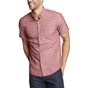 Eddie Bauer Mens XL Classic Fit Button Down Baja Short Sleeve Casual Shirt - Red